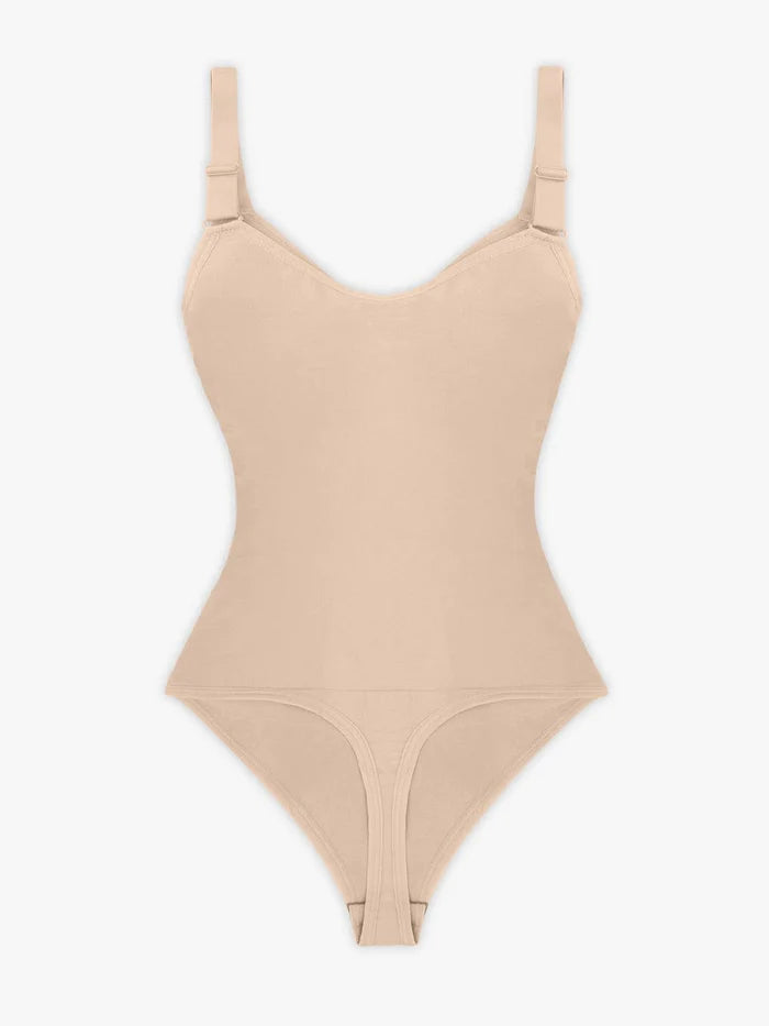 Deep Contour Seamless Thong Bodysuit with Front Zipper