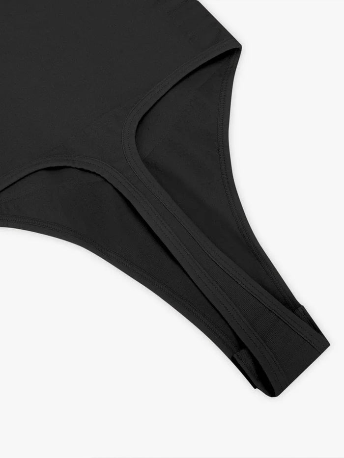 Deep Contour Seamless Thong Bodysuit with Front Zipper
