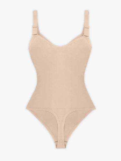 Deep Contour Seamless Thong Bodysuit with Front Zipper