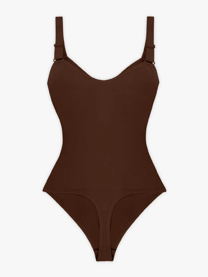 Deep Contour Seamless Thong Bodysuit with Front Zipper