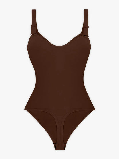 Deep Contour Seamless Thong Bodysuit with Front Zipper